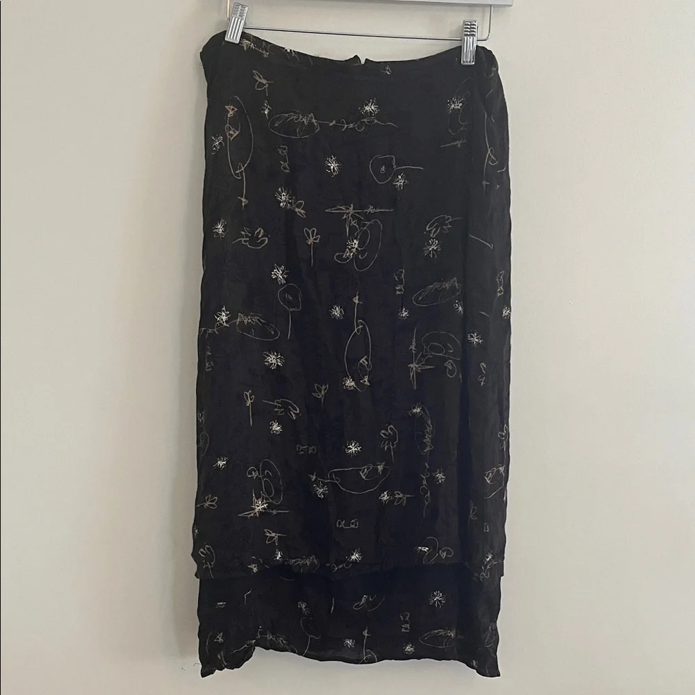 Vintage Sigrid Olsen Midi Skirt Brown Y2K Abstract  Autumn‎ Tiered Whimsigoth